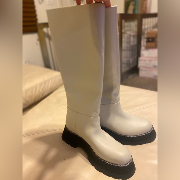 NEW $700 PHILLIP LIM 3x1 KATE  WHITE BLACK Lug Sole Tube Boot 10 41 LEATHER HOT - Picture 3 of 17